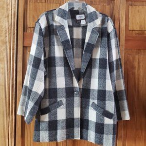 TOFFS beige/black plaid blazer sz L woman's